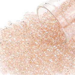(1813) Transparent Rainbow Peach TOHO Round Seed Beads, Japanese Seed Beads, (1813) Transparent Rainbow Peach, 8/0, 3mm, Hole: 1mm, about 222pcs/bottle, 10g/bottle
