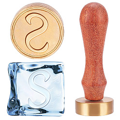 Letter S 1головка штампа из латуни золотистого тона, с прямоугольными бархатными мешочками 1pc и ручкой из грушевого дерева 1pc, для сургучной печати, Письмо с, латунная головка штампа: 30x12 мм