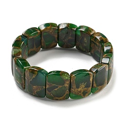 Зеленый Синтетический прямоугольник золотой клинквантовый камень растягивающиеся скобы, окрашенные брекеты для мужчин и женщин, зелёные, внутренний диаметр: 2-1/8 дюйм (5.5 см)