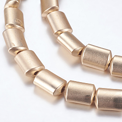 Светло-Золотое Покрытие Немагнитные синтетический гематит бисер пряди, матовые, прямоугольные, матовые, свет позолоченные, 6x4.5x3 мм, отверстие : 1 мм, около 63 шт / нитка, 14.76 дюйм (37.5 см)