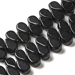 Красный Обсидиан Нити из натурального черного обсидиана из красного дерева, слеза, Топ пробуренной, 9~10x5~5.5x3.5~4 мм, отверстие : 0.7 мм, около 40~48 шт / нитка, 7.09~7.28'' (18~18.5 см).