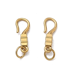 Real 18K Gold Plated 304 Stainless Steel S-Hook Clasps, with Jump Ring, Ion Plating(IP), Long-Lasting Plated, Real 18K Gold Plated, 14x5x2.5mm, Hole: 3mm