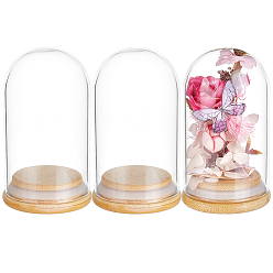 Прозрачный Стеклянный купол, декоративная витрина, террариум в форме колокольчика с бамбуковым основанием, прозрачные, 64x108 мм