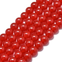 Red Natural Malaysia Jade Beads Strands, Dyed & Heated, Round, Red, 14mm, Hole: 1.5mm, about 27pcs/strand, 14.96 inch(38cm)
