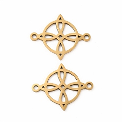 Золотой 201 подвески из нержавеющей стали, полые плоские круглые звенья с цветком, золотые, 16.5x20.5x1 мм, отверстие : 1.5 мм