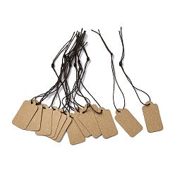 Светло-коричневый 500 шт. крафт-бумага пустые ценники со шнуром, бирки, прямоугольные, загар, 3.05x1.55x0.03 см
