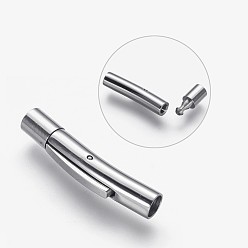 Stainless Steel Color Tarnish Resistant 304 Stainless Steel Bayonet Clasps, Tube, Stainless Steel Color, 22.5~25.5x4x5mm, Hole: 3mm
