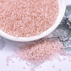 (RR1934) Semi-Frosted Baby Pink Lined Crystal Миюки круглые бусины рокайль, японский бисер, 11/0, (rr 1934) полузамороженный бледно-розовый кристалл на подкладке, 2x1.3 мм, Отверстие: 0.8 мм, о 1100 шт / бутылка, 10 г / бутылка