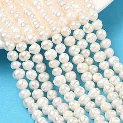 Античный Белый Нити из натурального культивированного пресноводного жемчуга, картофель, класс 3, старинный белый, 5.5~6 мм, отверстие : 0.5~0.6 мм, около 63~65 шт / нитка, 13.50'' (34.3 см)