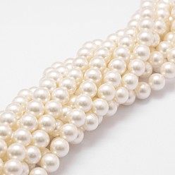 Floral White Shell Pearl Bead Strands, Loose Beads for Jewelry Making, Grade A, Round, Floral White, 6mm, Hole: 0.8mm, about 62pcs/strand, 16 inch