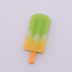 Lime Resin Cabochons, Imitation Food, Ice-Lolly, Lime, 37x15x6mm