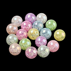 Mixed Color Transparent Crackle Acrylic Beads, Round, AB Color Plated, Mixed Color, 15.5mm, Hole: 2.5mm, about 210pcs