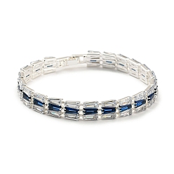 Серебро Браслет из латуни с прямоугольными звеньями, теннисные браслеты из кубического циркония, долговечный, без кадмия и без свинца, серебряные, внутренний диаметр: 7-1/2 дюйм (19 см)