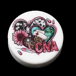 Сердце Плоские круглые экологически чистые силиконовые бусины пищевого качества, сердце, 26x9 мм, отверстие : 2.5 мм