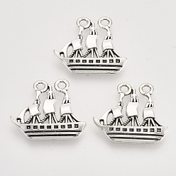 Античное Серебро Сплавочные подвески тибетского стиля, без кадмия и без свинца, лодка, античное серебро, 21.5x24.5x2.5 мм, отверстие : 2 мм, Около 190 шт / 500 г