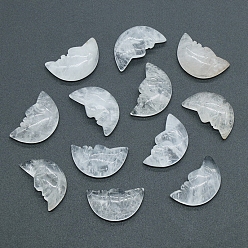 Хрусталь Резьба по лицу полумесяц натуральный кристалл кварца украшения дисплея, украшение дома, 26x15x7 мм