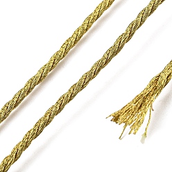 Leichtes Khaki 3-lagige Polyester-Metallicfäden, Runde, leichtes Khaki, 0.15 cm, ca. 25 Yards / Rolle