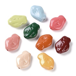 Mixed Color Baking Paint Acrylic Beads, Nuggets, Mixed Color, 24.5x17.5x8.5mm, Hole: 1.6mm