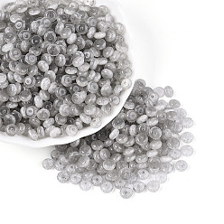 Серебро Бисер из стекла , имитация шарики глаза кота, рондель, серебряные, 6x3 мм, отверстие : 1 мм, Около 2500 шт / фунт