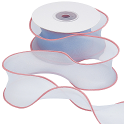 Светлый Стально-синий Органза ленты, прозрачная шифоновая лента с проволокой, для изготовления аксессуаров для бантиков для волос, подарочная упаковка, светло-стальной синий, 1-5/8 дюйм (40 мм), около 10 ярдов (9.14 м) / рулон