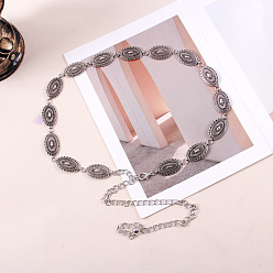 Oval Ремни из сплава в этническом стиле для женщин, западный пояс кончо, античное серебро, овальные, 1170 мм