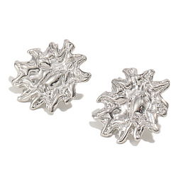 Edelstahl Farbe 304 Ohrstecker aus Edelstahl für Damen, Nuggets, Edelstahl Farbe, 29.9x27.5 mm