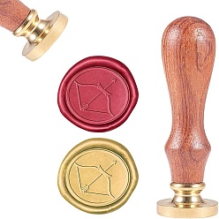 Golden DIY Scrapbook, Brass Wax Seal Stamp and Wood Handle Sets, Bow and Arrow, Golden, 8.9x2.5cm, Stamps: 25x14.5mm