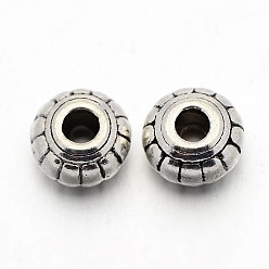 Antique Silver Tibetan Style Alloy Beads, Rondelle, Cadmium Free & Lead Free, Antique Silver, 6x4.5mm, Hole: 1.5mm