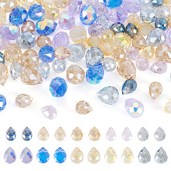 (52) Непрозрачная лаванда 100 шт. 10 стили гальванических стеклянных бусин, слеза, граненые, разноцветные, 7.5~11x6~8 мм, отверстие : 0.8~1 мм, 10 шт / цвет