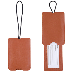 Сиена 2шт. выдвижная багажная бирка из искусственной кожи со шнурком, этикетки для чемоданов в самолете, прямоугольные, цвет охры, 104x59x2.5 мм