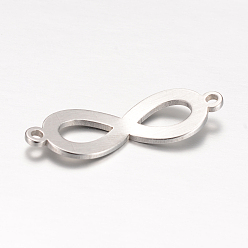 Stainless Steel Color 201 Stainless Steel Links connectors,  Infinity, Stainless Steel Color, 28.5x9.5x1mm, Hole: 1.5mm
