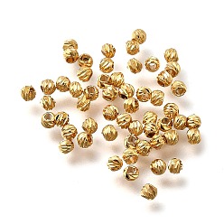 Настоящее золото 18K Латунные бусины, долговечный, спираль круглый, без никеля , реальный 18 k позолоченный, 2.5x2 мм, отверстие : 1 мм