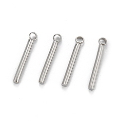 Stainless Steel Color Tarnish Resistant 304 Stainless Steel Pendants, Column, Stainless Steel Color, 18x3x2mm, Hole: 2mm