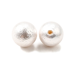 Белый Гальванизированные бусины из ракушек-жемчужин, половине просверлил, круглые, , белые, 8 мм, отверстие : 1 мм