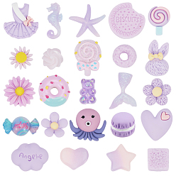 Mixed Color 96Pcs 24 Style Transparent Epoxy Resin Cabochons & Opaque Resin Cabochons, Mixed Shapes, Mixed Color, 4pcs/style