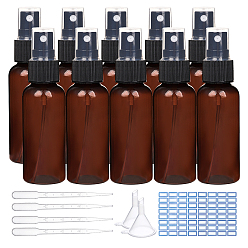 Coconut Brown DIY Cosmetics Container Kits, with Plastic Spray Bottles & Funnel Hopper & Dropper and Label Paster, Coconut Brown, 113x32mm, Capacity: 50ml, 16pcs/set