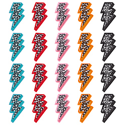 (52) Непрозрачная лаванда 20 шт 5 цвета компьютеризированная вышивка ткань утюг / пришивание заплат, аксессуары для костюма, аппликация, удар молнии, леопардовым принтом, разноцветные, 71x38x2 мм, 4 шт / цвет