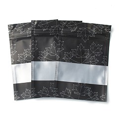 Schwarz Wiederverschließbarer Plastikbeutel, Aufbewahrungsbeutel, selbstdichtender Beutel, Top-Dichtung, matt mit Ahornblattmuster, Schwarz, 12x8x0.2 cm, einseitige Dicke: 3.9 mil(0.1mm), ca. 95~100 Stk. / Beutel