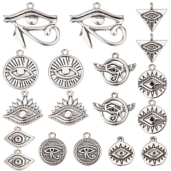 Античное Серебро 72шт 9 стиль тибетский стиль сплав эмалированные подвески, с кристально горный хрусталь, без кадмия и без свинца, глаз, античное серебро, 15~26x13~32x2~3.5 мм, отверстие : 1.2~2 мм, 8 шт / стиль
