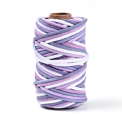 Лиловый Сегментированный окрашенный поликоттоновый макраме-шнур, декоративные нитки, для поделок ремесел, упаковка подарков и изготовление ювелирных изделий, сирень, 3~4x2~3 мм, около 21.87 ярдов (20 м) / рулон
