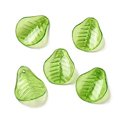 Желто-Зеленый Подвеска акриловая прозрачная, лист, желто-зеленый, 23.5x18.5x1.2 мм, отверстие : 2 мм, 1282 шт / 500 г