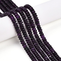 Индиго Окрашенные природные белый нефрит бисер пряди, рондель, индиговые, 4.5x2.5~3 мм, отверстие : 0.8 мм, около 142~148 шт / нитка, 14.57~14.96'' (37~38 см)