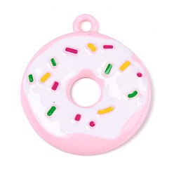 Бледно-Розовый Большие подвески из сплава, окрашенные распылением, и эмалевые, пончик, без кадмия, без никеля и без свинца, розовый жемчуг, 57x49.5x6 мм, отверстие : 5 мм