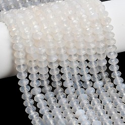 Натуральный Агат Натуральный белый агат бисер нитей, рондель, граненые, 7.5~8x5.5~6 мм, отверстие : 1 мм, около 78~80 шт / нитка, 15.20~15.47'' (38.6~39.3 см)