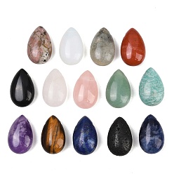 Смешанные камни Природные и синтетические смешанные каменные подвески, смешанные окрашенные и неокрашенные, слезинки, 28~28.5x18~18.5x6~6.5 мм, отверстие : 2.5~3 мм