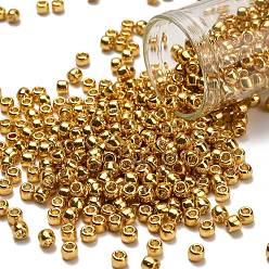 (PF557) PermaFinish Gold Metallic Тохо 6/0 круглые бусины, японский бисер, (pf 557) пермафиниш золотой металлик, 4 мм, отверстие : 1.5 мм, Около 7570 шт / фунт