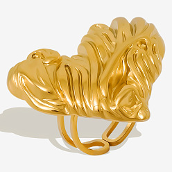 Золотой 304 Кольцо-манжета в форме сердца из нержавеющей стали для женщин, регулируемое нерегулярное открывающееся кольцо, золотые, внутренний диаметр: 17 мм