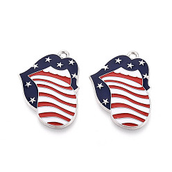 Платина Подвески из сплава с эмалью ко дню независимости, стойки покрытие, губы со звездным шармом, платина, 30.3x21.6x2 мм, отверстие : 1.8 мм