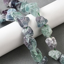 Флюорит Природного флюорита бисер нитей, грубый необработанный камень, самородки, 7~25x9~26x7~20 мм, отверстие : 0.8~1.2 мм, около 10~18 шт / нитка, 7.28''~7.87'' (18.5~20 см)