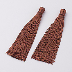 Sienna Nylon Tassels Big Pendant Decorations, Sienna, 120x10mm, Hole: 5mm